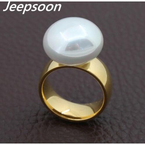 Wholesale Newest Fashion Jewelry Stainless Steel Rings With Simulated Pearl For Women Gold And Silver Color For Choose RBJADNAJ
