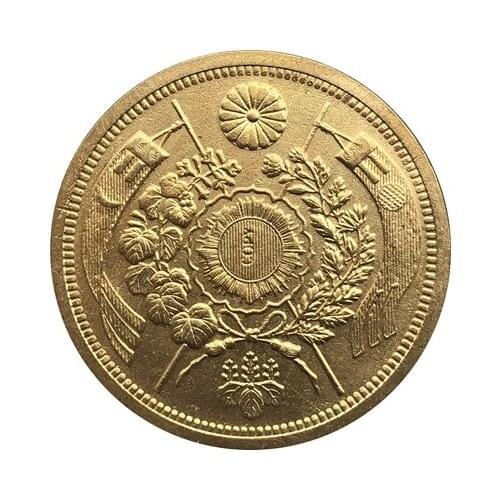 Japan 20 Yen - Meiji 10 years coin copy 35.06mm Gold plated