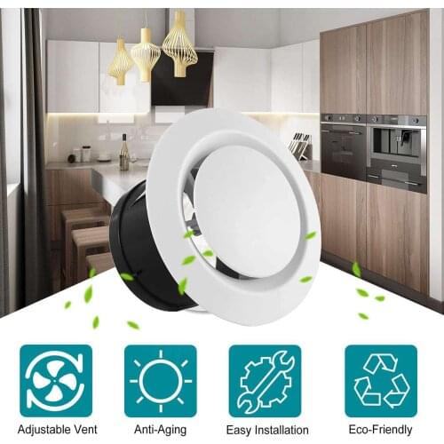 Adjustable Air Ventilation Cover Round Ducting Ceiling Wall Hole Abs Air Vent Grille Louver Kitchen Bath Air Outlet Fresh System