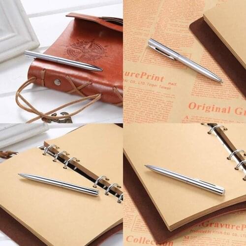 5PCS Light Silver Ballpoint Pen Mini Short Style Plastic Supplies Rotating Stationery Pen School Rotary Twisting Metal D7O7