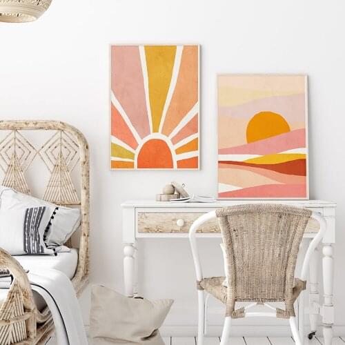 Scandinavian Prints Abstract Landscape Poster Sunset Horizon Wall Art Pictures Canvas Paintings Bedroom Boho Home Decor