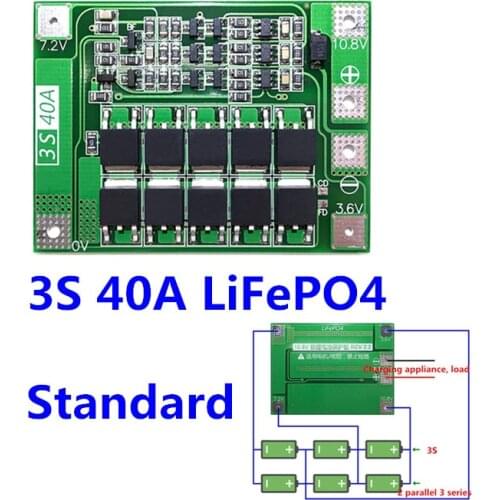 3S 40A Standard Version 18650 LiFePO4 Battery Protection Board/iron lithium BMS 9.6V 10.8V