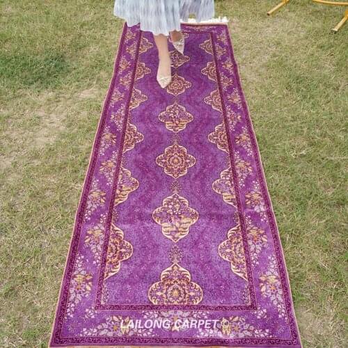 2.5'x7.5' Traditional blue handmade silk persian rug oriental hand knotted carpet (YL0377A)