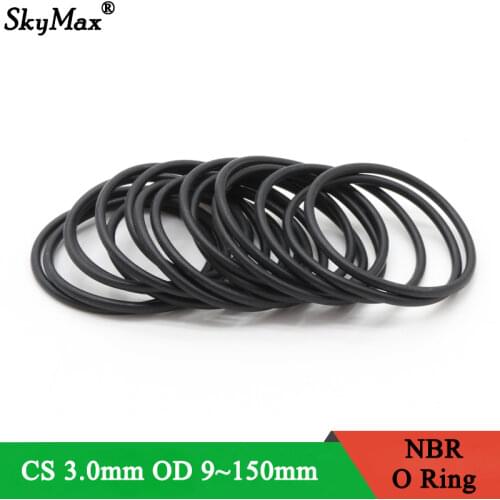 10pcs NBR O Ring Seal Gasket Thickness CS 3mm OD 10~140mm Nitrile Butadiene Rubber Spacer Oil Resistance Washer Round Shape