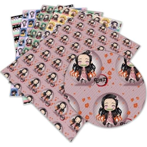 The kimetsu no yaiba Cartoon Japanese style faux artificial Synthetic leather 30 cm x 136 cm for fabric DIY hair bow 1piece