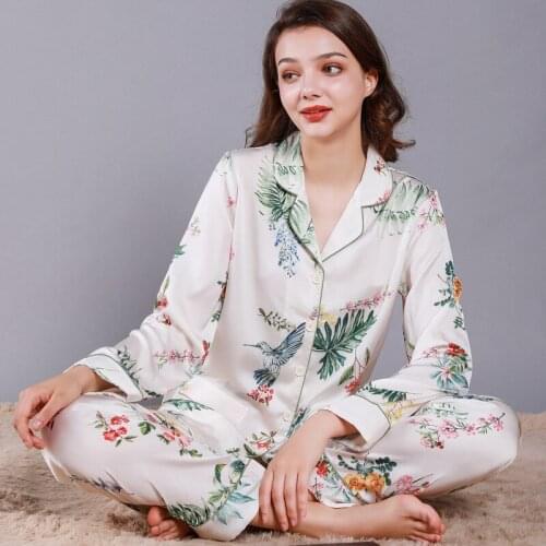 Youhottest Women Sleepwear Silk Pajamas Satin Long Sleeve Pajamas Sets
