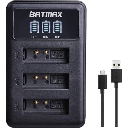 LED 3 slots USB Charger For Canon NB-13L NB13L NB 13L battery for Canon G7 X Mark II G7X PM165 G5 X G5X G9 X G9X SX620 camera