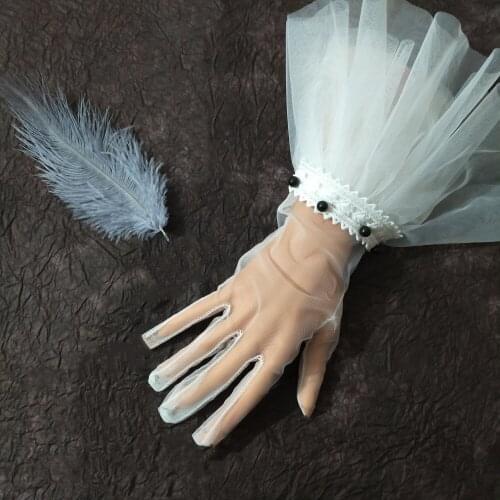 Womens elegant white color mesh glove female spring summer sunscreen lace glove R986