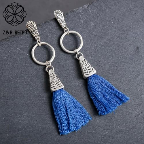 Trend Drop Earrings for Women Ethnic Red Blue Tassel Body Jewelry for Women Long Suspension Pendientes Accessories Korean Things
