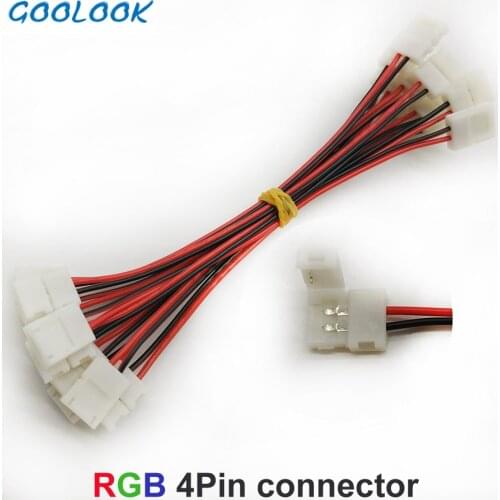 10Pcs PCB Cable 2 Pin LED Strip Connectors dc 12V 3528/5050 8m / 10mm Width PCB Ribbon Single Color Adapter for led strip