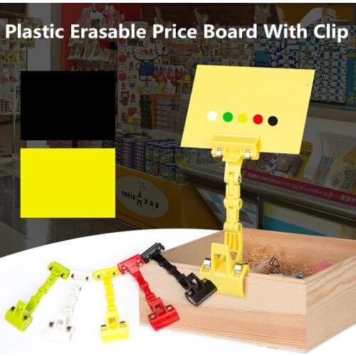 10 pieces plastic merchandise sign clip with erasable board rotatable pop clip holder stand price tag holder display