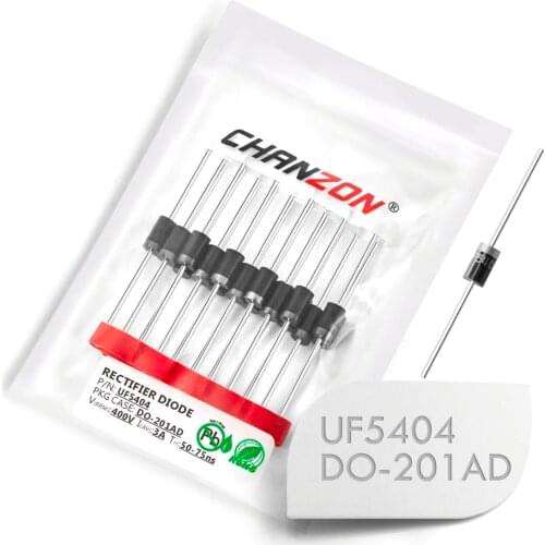20 Pcs) UF5404 Ultra Fast Recovery Rectifier Diode 3A 400V 50-75ns DO-201AD (DO-27) Axial 3 Amp 400 Volt UF 5404
