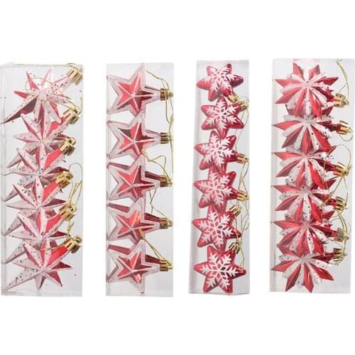 23pcs Xmas Polygonal Star Five-Pointed Star Christmas Tree DIY Hanging Decor Pendant Party Supplies (Assorted Color)