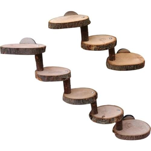 3/5 Layers Wooden Hamster Ladder Suspension Bridge Climbing Stairs Perches Cage Pet Toy