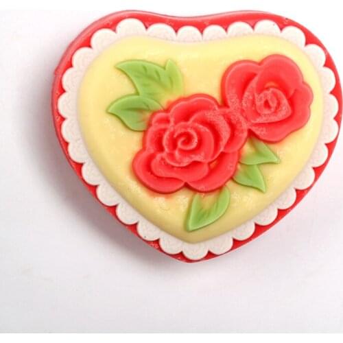 3D Soap Molds Heart with Rose Relief Pattern Silicone Mould Valentines Day Gift Tool