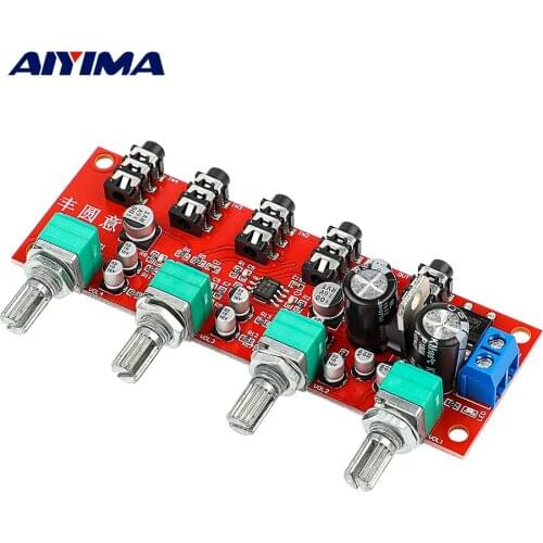 AIYIMA 4 Ways Stereo Mixer Board Audio Source Reverberator Driver headphone amplifier Mixing Board DIY Four inputs one output