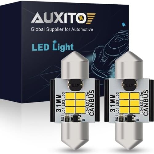 AUXITO 2Pcs Festoon LED 31mm 36mm 41mm LED Canbus Car Number Plate Lamp Interior Light For Mercedes Benz W211 W210 W124 W212