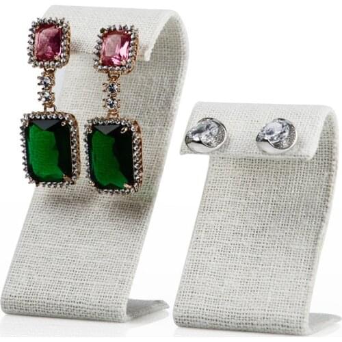 2 pcs S Shape Earrings Display Holder Velvet Earrings Display Stand Korea Linen Jewelry Display Stand
