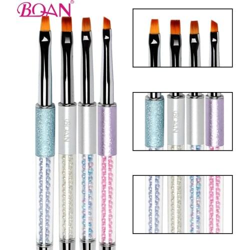BQAN 6# Flat UV Gel Brushes Acrylic Nail Art Design Builder DIY Nail Tools Nail Art Brush Pen Painting Drawing Brush