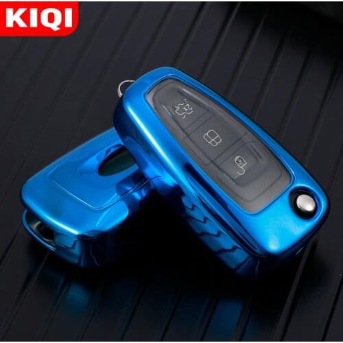 TPU Car Flip Key Case Cover Sehll for Ford Focus 2 3 MK3 ST RS Ecosport Kuga Escape Fiesta Fold C-Max S-Max Mondeo Protector