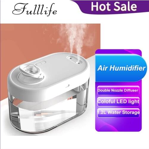 Home Air Humidifier 1000ML Double Nozzle Mist Aroma Diffuser with Coloful LED light Heavy fog Ultrasonic Humidifiers