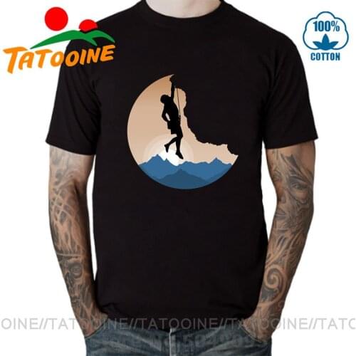 Tatooine Rock climber T shirts men Rock Climbing Moon T-shirts Mountain Climb Extreme Sports Tee shirt Climbing Adventure tshirt