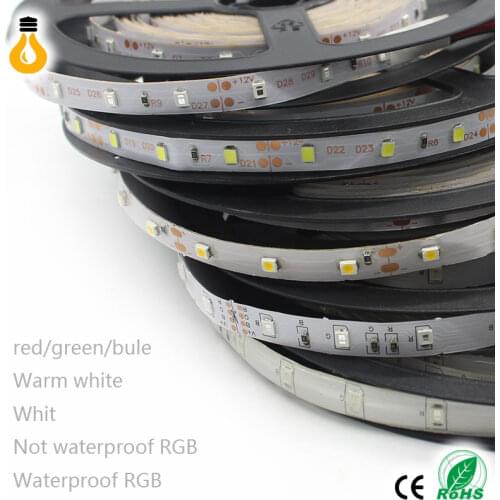 DC12V 5M LED Strip 2835 RGB 60LEDs/m Flexible Light Brighter Than 5050 LED Strip RGB White,Warm white,Red,Blue,Green