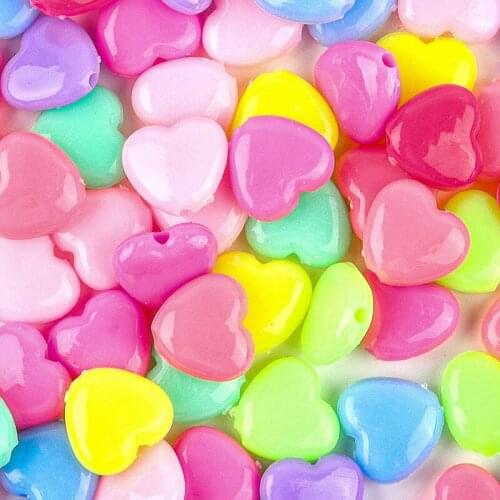 50pcs/lot Glossy Love Heart Acrylic Bead Loose Spacer Beads For Jewelry Making DIY Bracelet Accessories Handmade Supplies