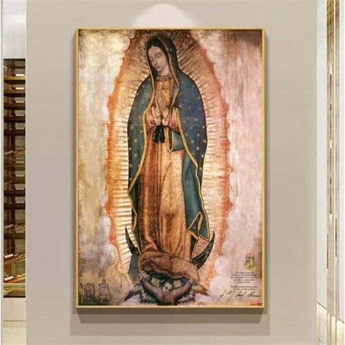 Guadalupe Lady Oil Painting Prints on Canvas Wall Art Poster Home Decorative Pictures for Living Room Decor No Frame