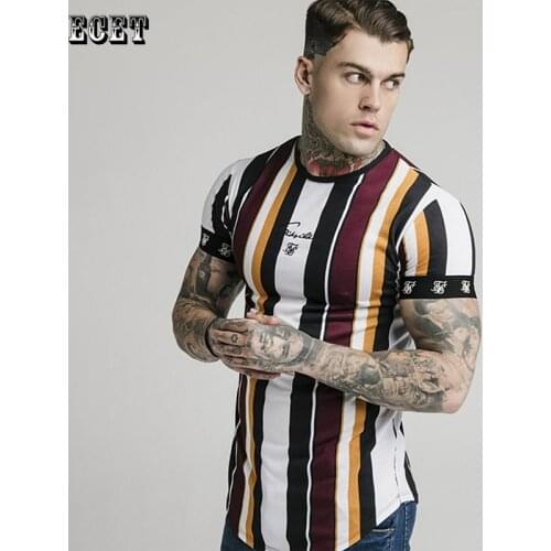 Summer new streetwear casual mens T-shirt round neck slim short-sleeved mens clothing jogger brand fashion top