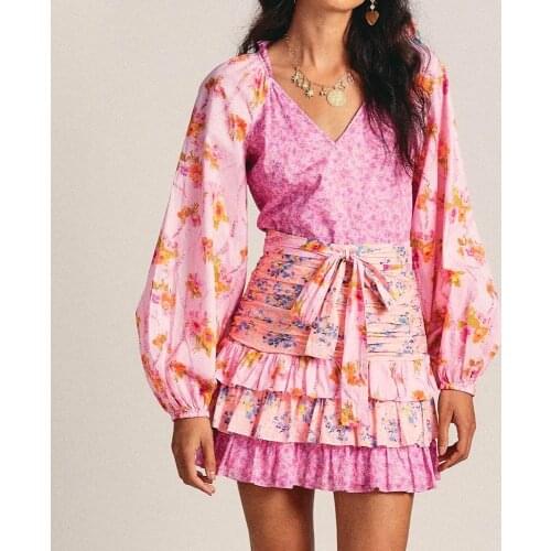 GypsyLady Boho Floral Printed Mini Dress Autumn Chic Vintage Chic Dress Women V-neck Belted Holiday Beach Ladies Party Dresses