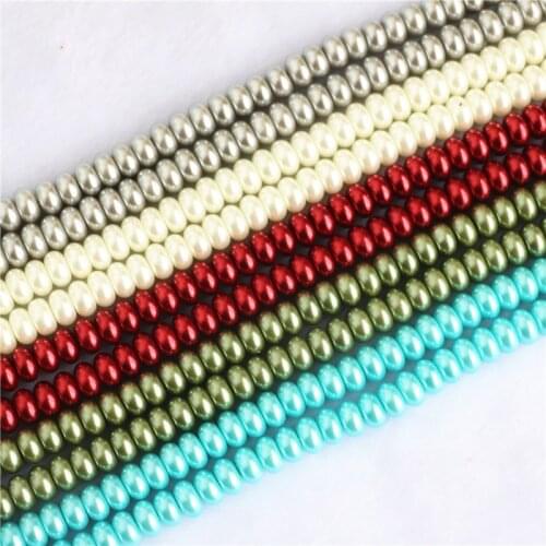 Multicolor 4x8mm Rondelle Imitation Pearl Glass Beads Agat Jaspers Quartz Abacus Loose Beads for Jewelry Making DIY Handmade 15"