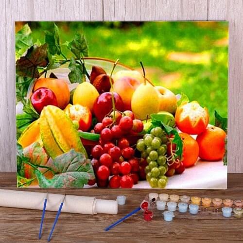 Fruit DIY Painting By Numbers Package Oil Paints 50*70 Canvas Pictures New Design Kids Wholesale Drawing