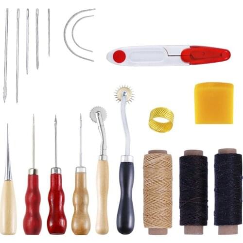 DIY Leather Craft Tool Set Kit Hand Sewing Stitching Punch Carving Work Saddle punching Cutting tool Shoemaker Repair Tool