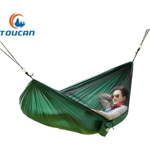 Nylon Double Parachute Cloth Mosquito Net Hammock Leisure Boat Type Outdoor Camping Hammock With Mosquito Net Hanging Chair