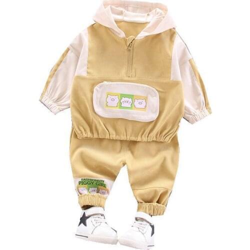 New Spring Autumn Baby Girl Clothes Children Boys Cotton Hooded Jacket Pants 2Pcs/sets Kids Fashion Clothing Toddler Tracksuits
