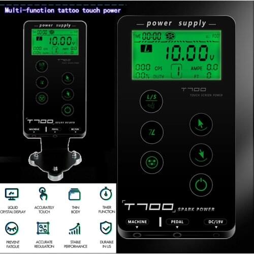 New T700 Touch Screen Tattoo Power Supply UPGRADE Intelligent Digital LED Dual Tatt Power Supply
