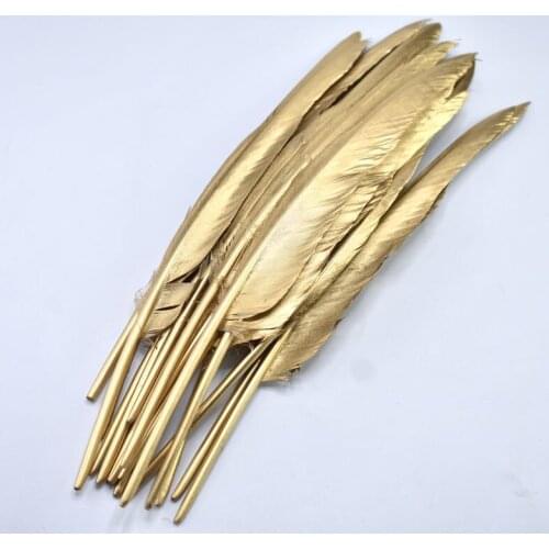 Wholesale Gold Goose Feathers for craft natural feather for jewelry making DIY carnival headress wedding Party decoration Plumes