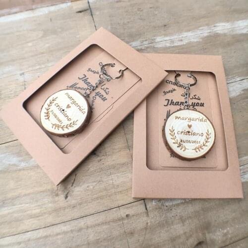 Personalized Wooden Keychain Key Ring, Personalized Wedding Favours Thank You Cards, Custom Wedding Gifts, Wedding Guest Gifts