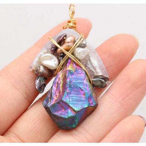 1 PC 2021 New Irregular Winding Pearl Pendant Handmade Crafts DIY Elegant Necklace Sweater Chain Exquisite Gift Making 30x50mm