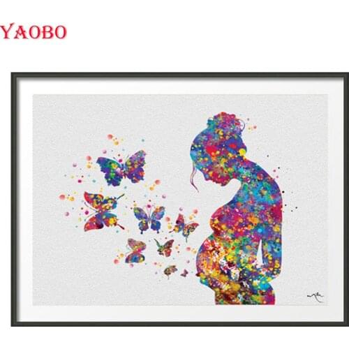 Full square 5d diamond painting Pregnant Woman Butterflies diamond art rhinestone embroidery sale diamond mosaic full round