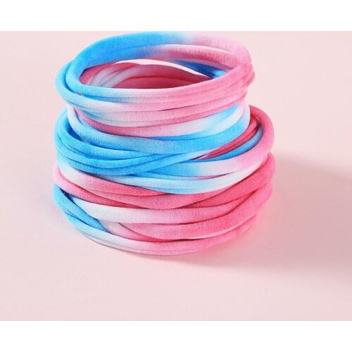 100pc Wholesale Rainbow Color Soft Thin Skinny Nylon Headband Elastic Hairband Children Girls Kids DIY Headband Hair Accessories