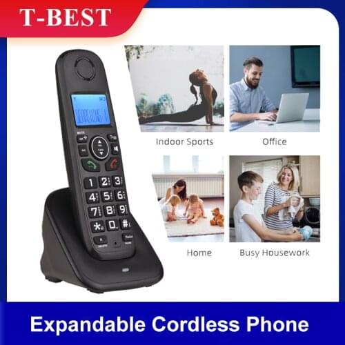 Expandable Cordless Phone System with 3 Lines LCD Display Caller ID Support 5 Handsets Connection 16 Languages for Office
