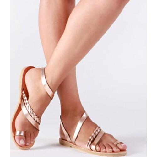 Thong Sandals Summer Women Flip Flops Weaving Casual Beach Flat Shoes Rome Female Sandal Low Heels Slippers Sandalias Mujer 2021