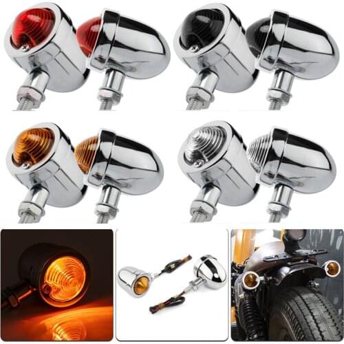 Bullet Motorcycle Turn Signal Lights Indicator Amber Blinker Retro Lamps For Harley Davidson Honda Yamaha Cruiser Bobber Chopper