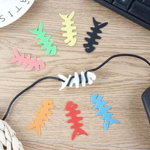 3pcs Fish Bone Silicone Auto Cable Cord Wire Organizer Bobbin Winder Smart Wrap for Headphone Earphone Cable Storage Winder