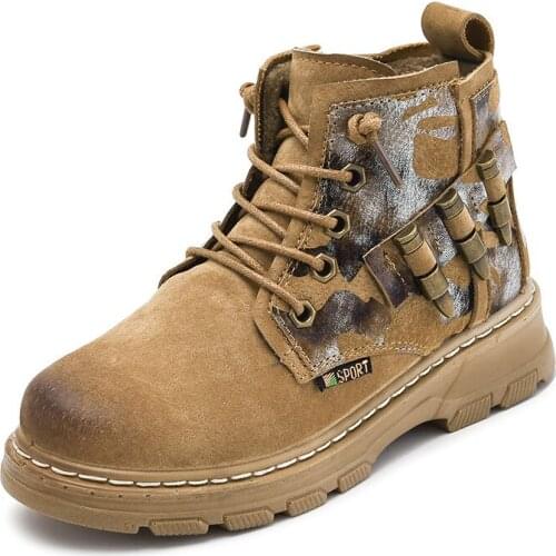 SKOEX Children Martin Boots Kids Genuine Leather Sneakers Motorcycle Boots Winter Kid Snow Boot Boy Shoes