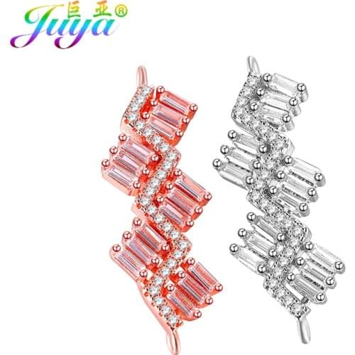 Wholesale CZ Rhinestone Connector Charms Lobster Chains Earrings Hooks Findings Components For Women Fashion Jewelry DIY Making