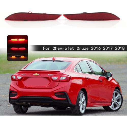 Rear Bumper LED Fog Light Brake Light Red Reflector Parking Light Stop Lamp Warning lamp For Chevrolet Cruze 2016 2017 2018
