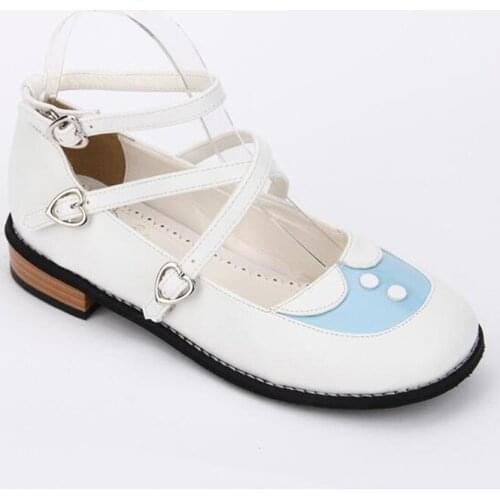 Japanese Lolita Student Shoes Princess Cute Low Heel White Bow Tie Cos Cosplay Woman Shoes